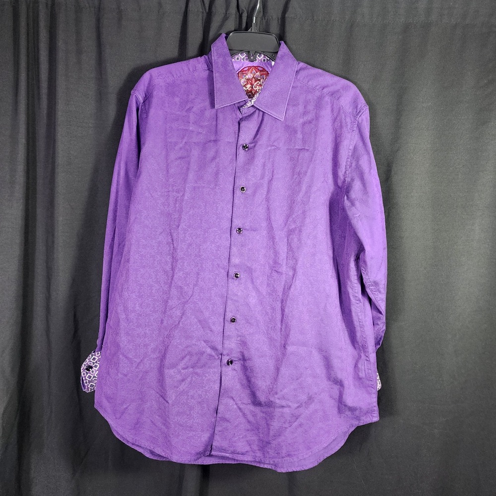 Robert Graham Men's Purple Paisley Jacquard‎ Long Sleeve Button Down Shirt L